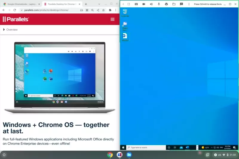 Parallels Desktop for ChromeOS ドラッグ＆ドロップ
