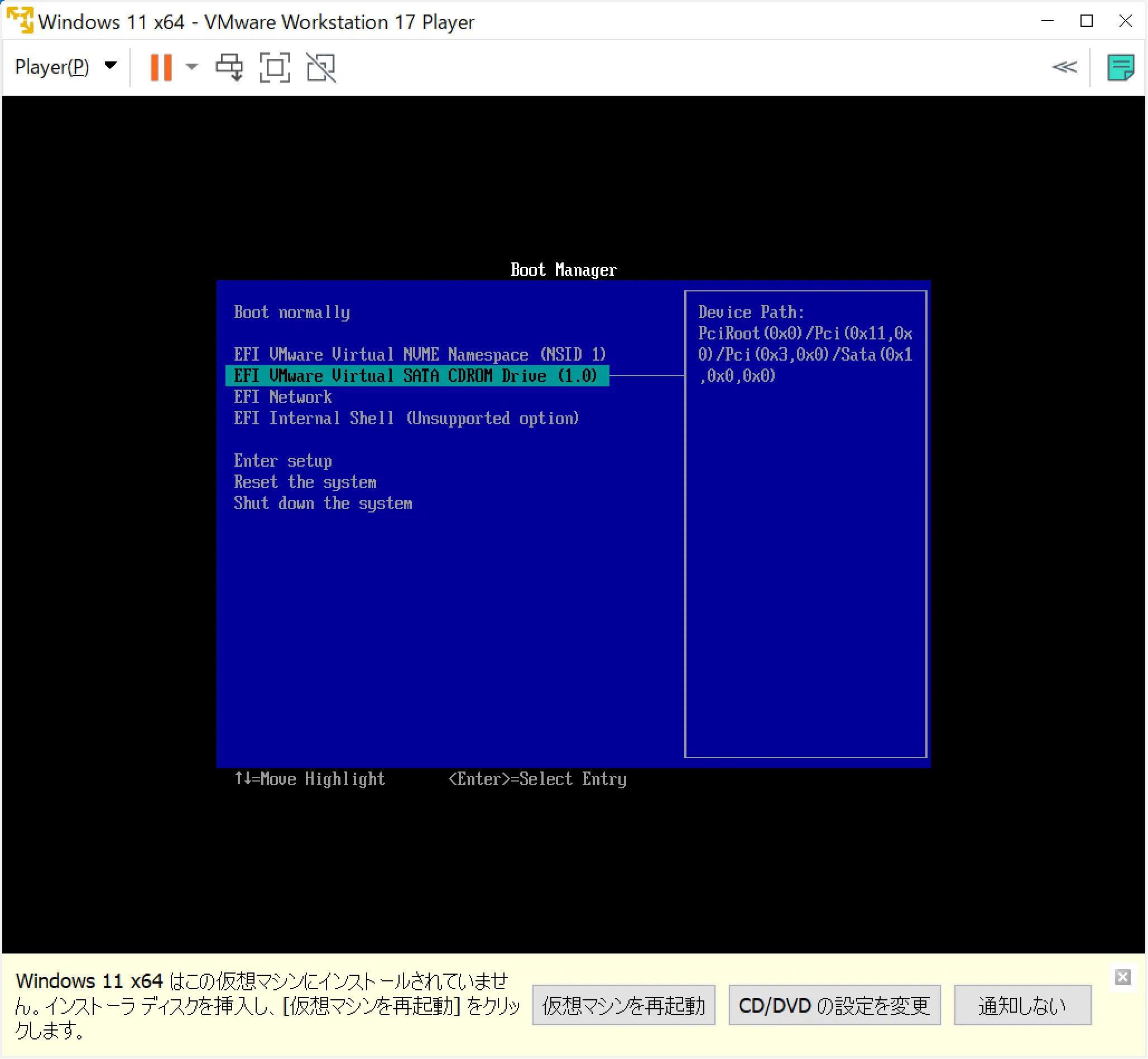 EFI VMware Virtual SATA CDROM Drive (1.0)